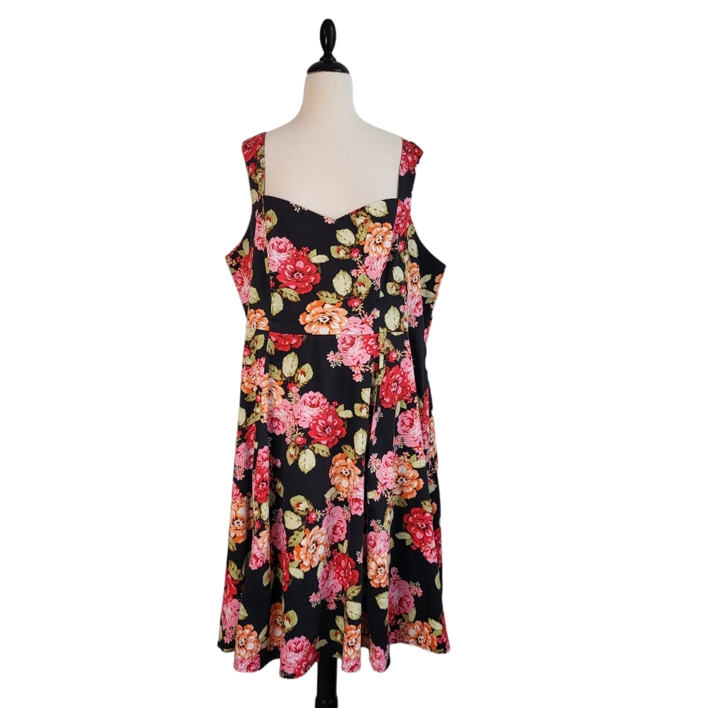 Torrid Sweetheart Open Back Sleeveless Floral Fit & Flare Dress Plus 22/24